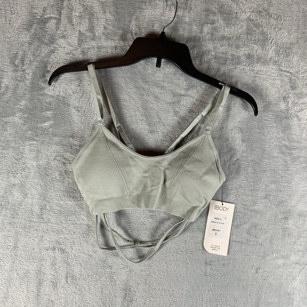 Cotton On Body Women's Sports Bra Seamless Tiny Tie Up Crop Aqua‎ Mist S